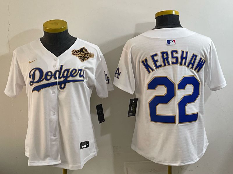 Youth 2026 Los Angeles Dodgers #22 Kershaw White Gold Game Nike MLB Jersey style 08